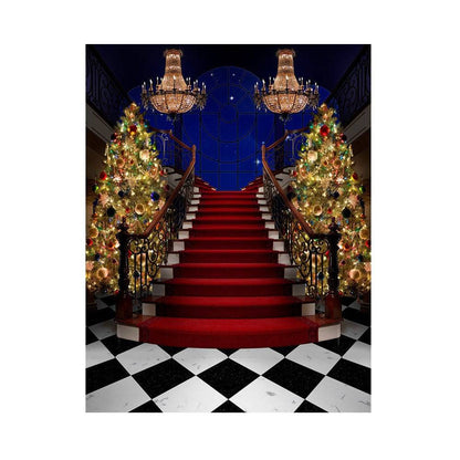 Formal Christmas Tree Stair Case Backdrop