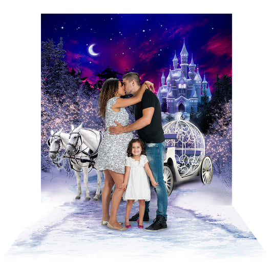 Cinderella's Carriage and Castle Photo Backdrop