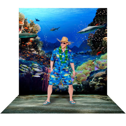 Shark Coral Reef Ocean Bottom Photo Backdrop Alba Backgrounds