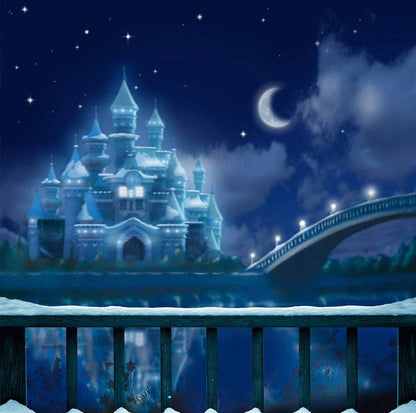 Blue Winter Castle Photography Backdrop - Basic 10  x 8  