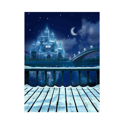 Blue Winter Castle Photography Backdrop - Basic 5.5  x 6.5  