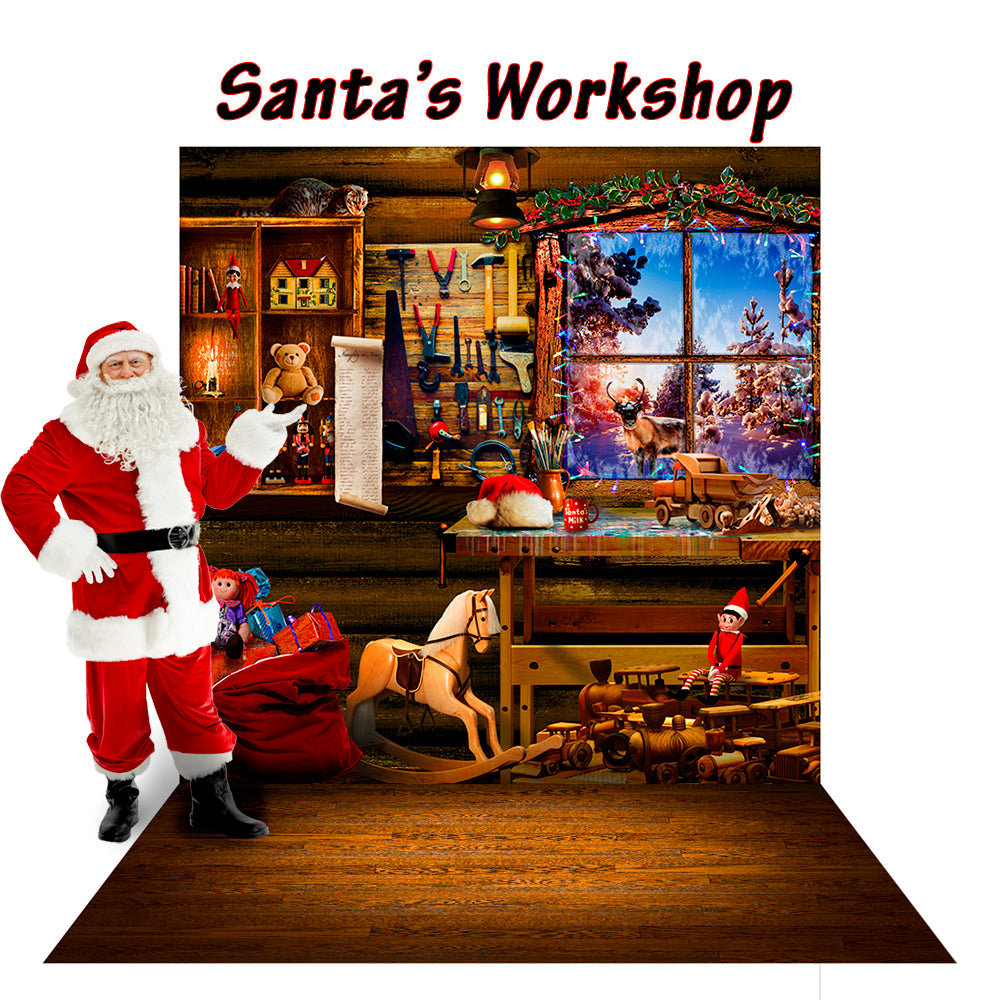 Santa’s Workshop Photography Backdrop