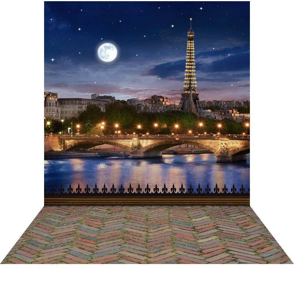 Eiffel Tower Moonlit Photography Backdrops Backgrounds