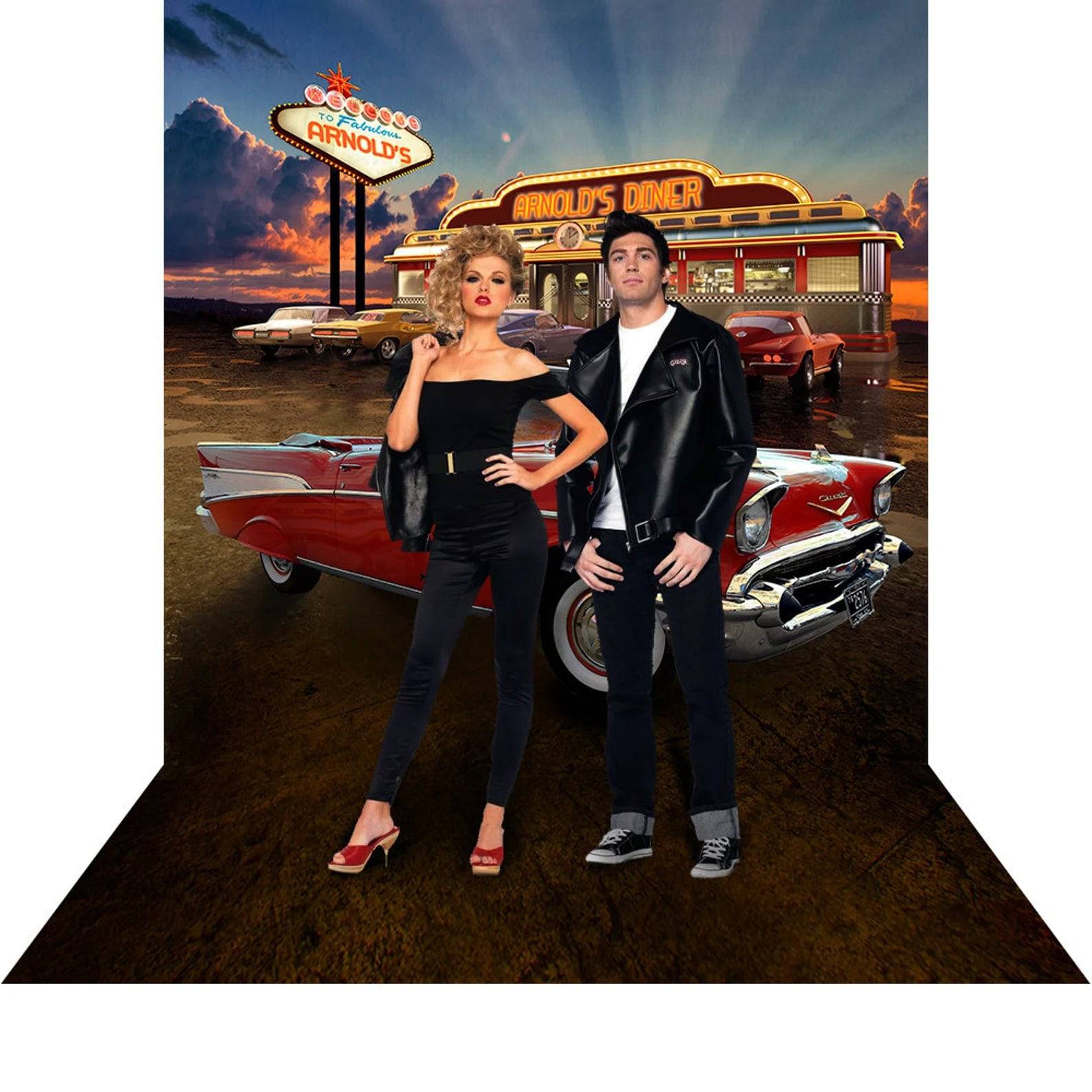 Grease Movie, Red 57 Chevy Diner Photo Backdrop