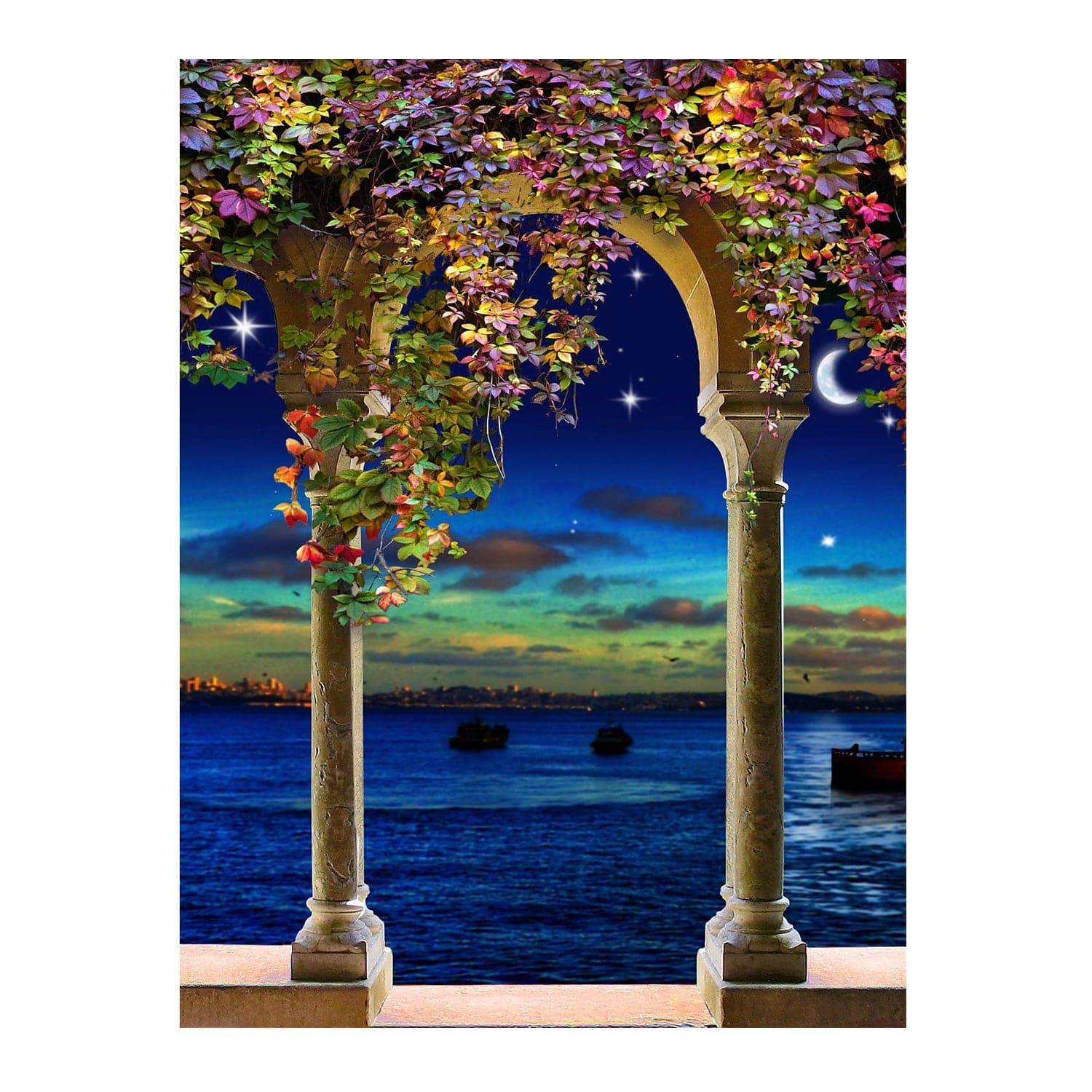 Wisteria Blooms on Columns Photo Backdrop - Basic 6  x 8  