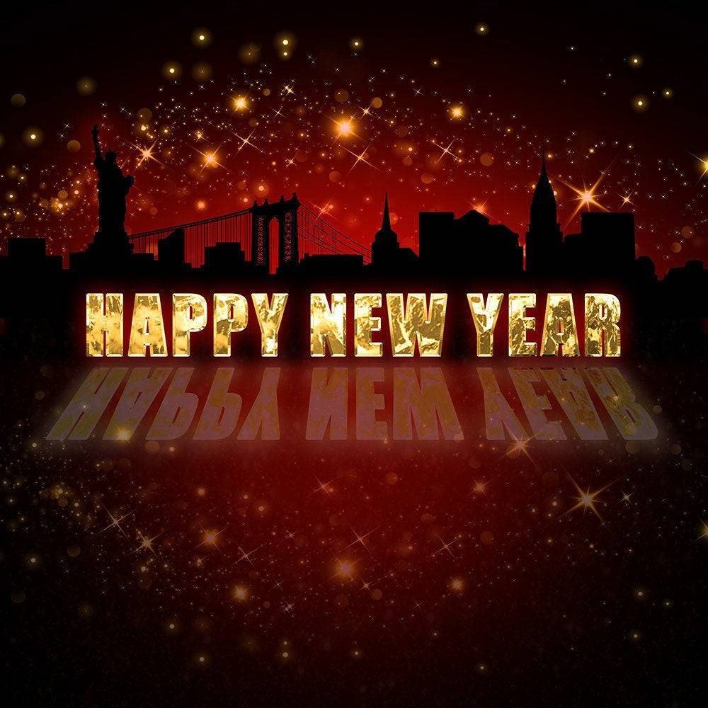 Happy New Year City Skyline Photography Background - Basic 8  x 16  