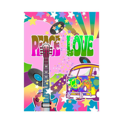 Hippy 60s Flower Power Photo Backdrop - Basic 5.5  x 6.5  
