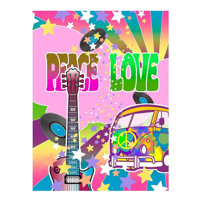Hippy 60s Flower Power Photo Backdrop - Basic 6  x 8  