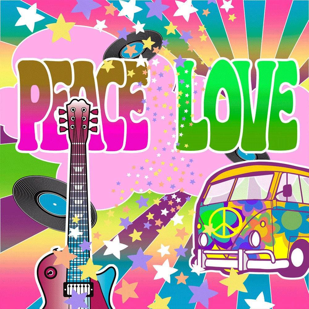 Hippy 60s Flower Power Photo Backdrop - Pro 10  x 10  