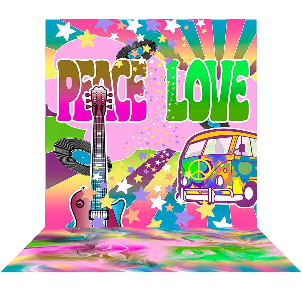 Hippy 60s Flower Power Photo Backdrop - Pro 10  x 20  