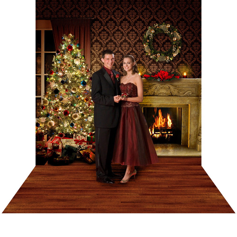 Cozy Christmas Tree Interior Holiday Photo Backdrop