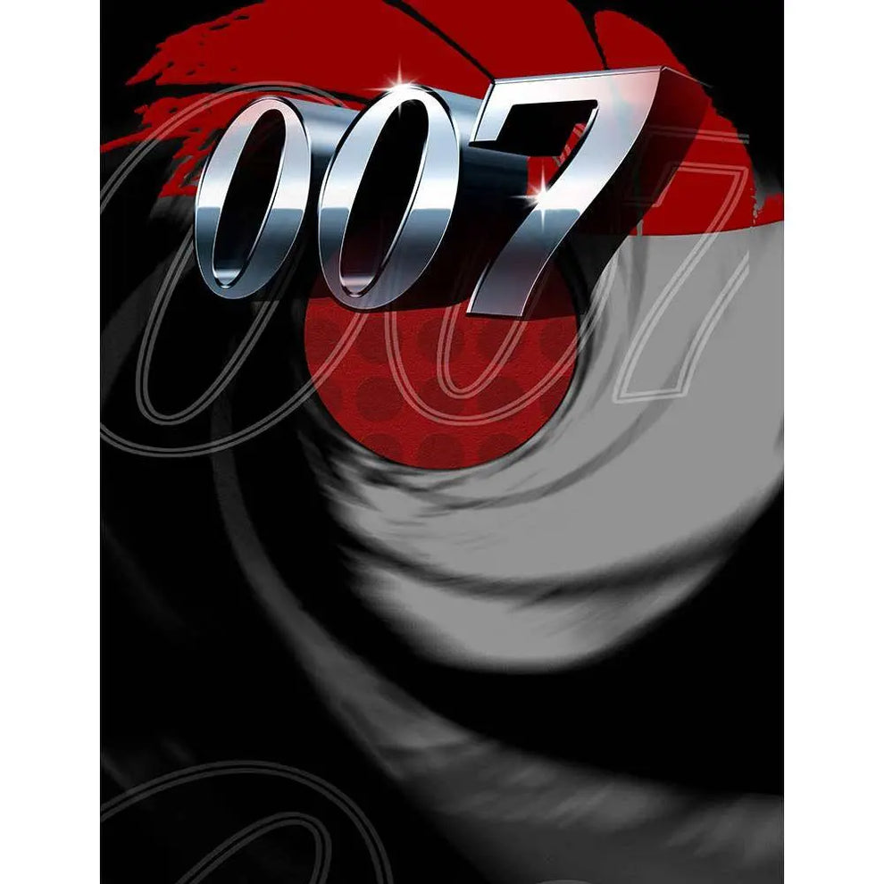 James Bond 007 Photo Backdrop with logo and red and gray gun barrel ...