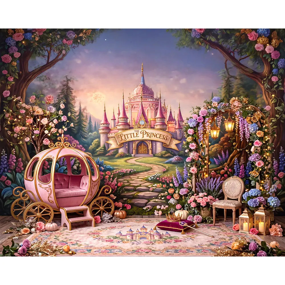 Little Princess Stage Backdrop, Personalized, Kids' Fabric Photo Background Alba Backgrounds