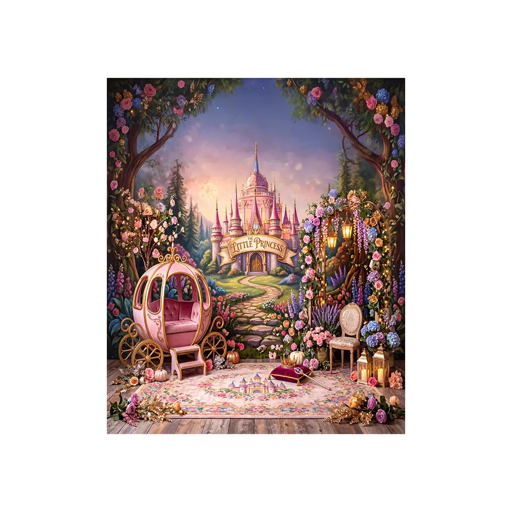 Little Princess Stage Backdrop, Personalized, Kids' Fabric Photo Background Alba Backgrounds
