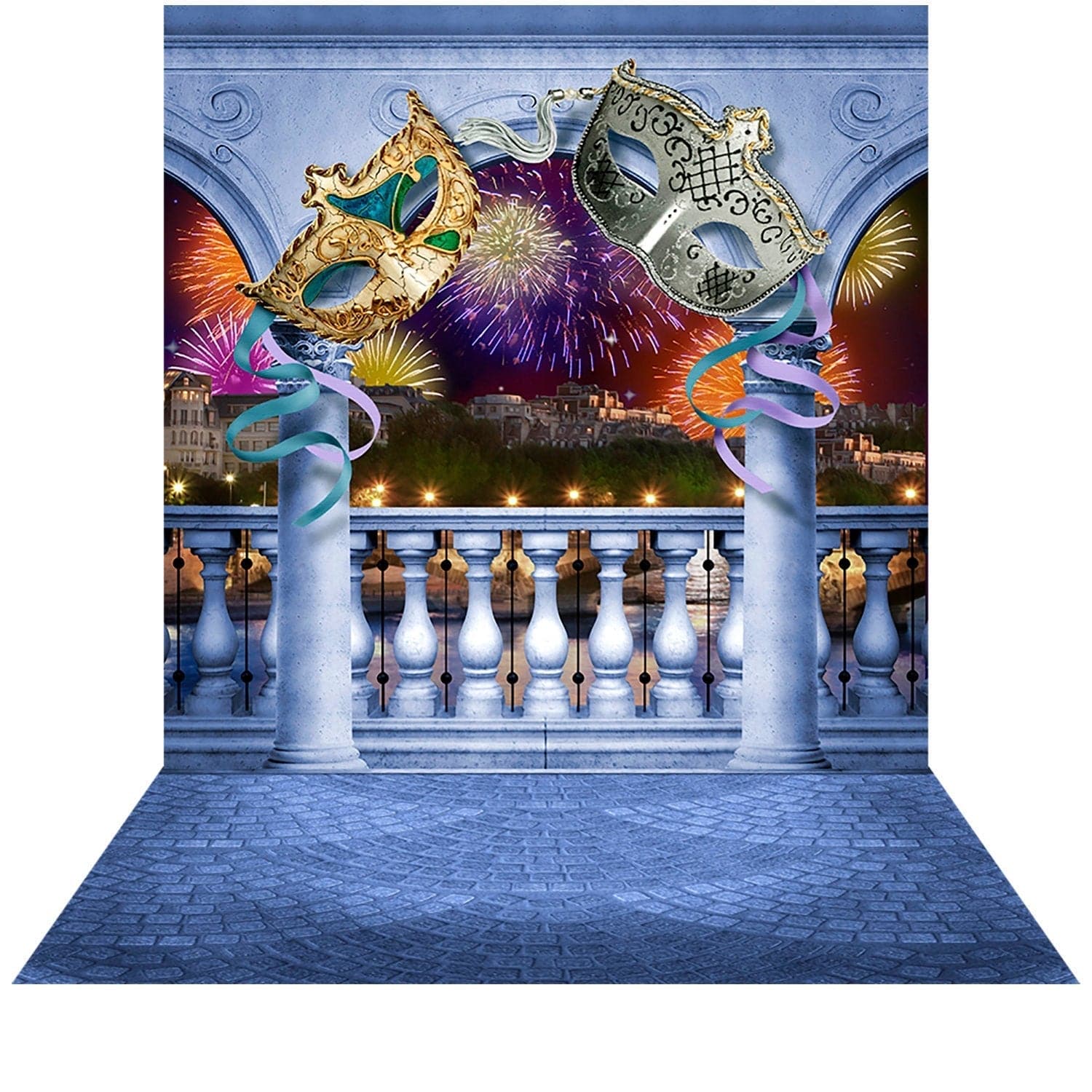 Mardi Gras Balcony Photography Backdrop Background