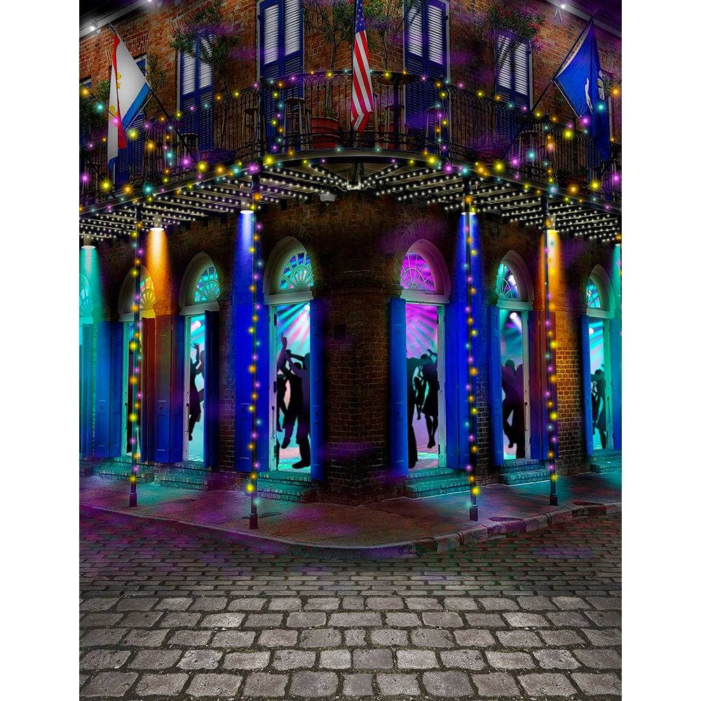 Mardi Gras Bourbon Street Photography Backdrop - Basic 8  x 10  