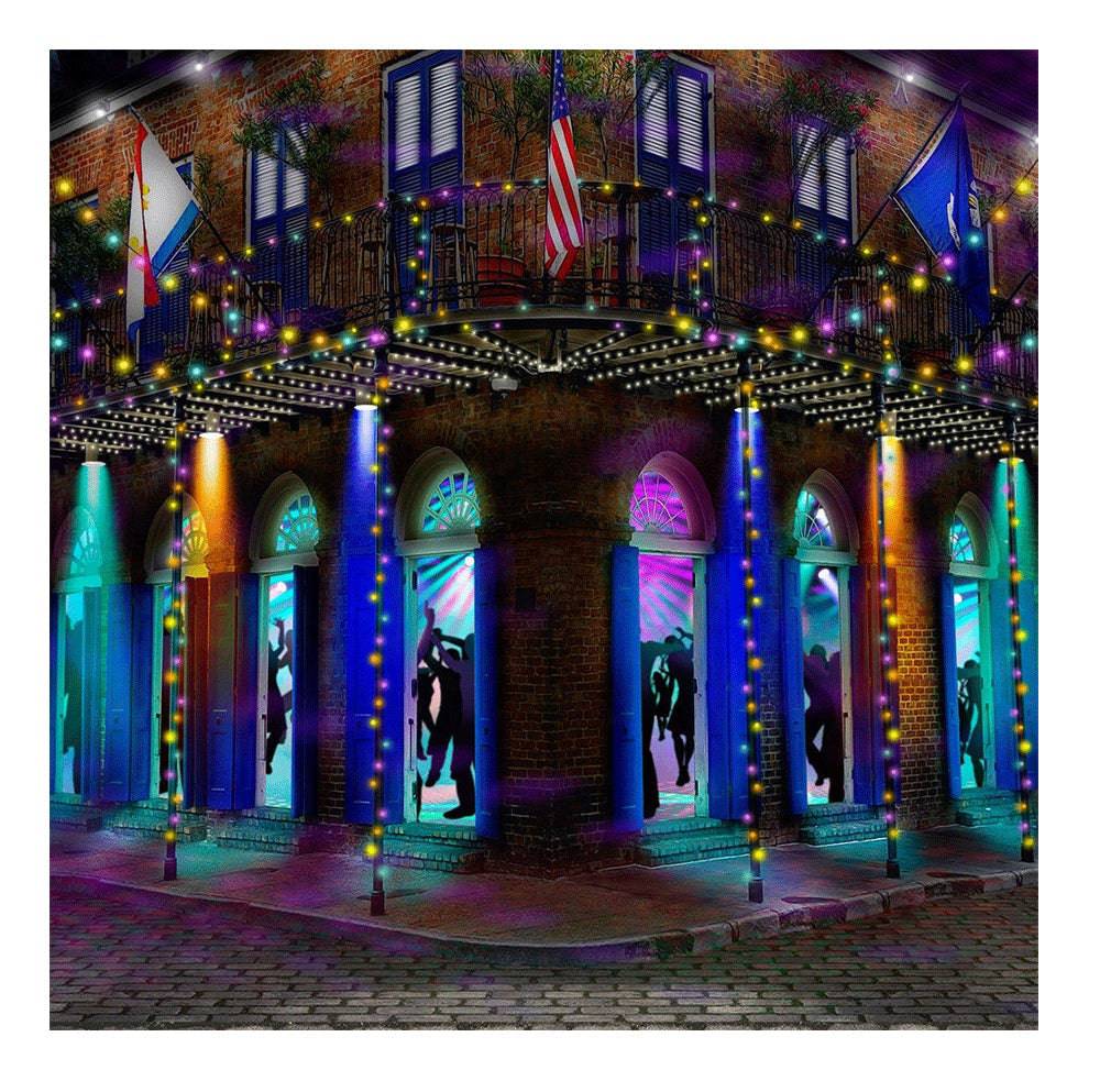 Mardi Gras Bourbon Street Photography Backdrop - Basic 8  x 8  