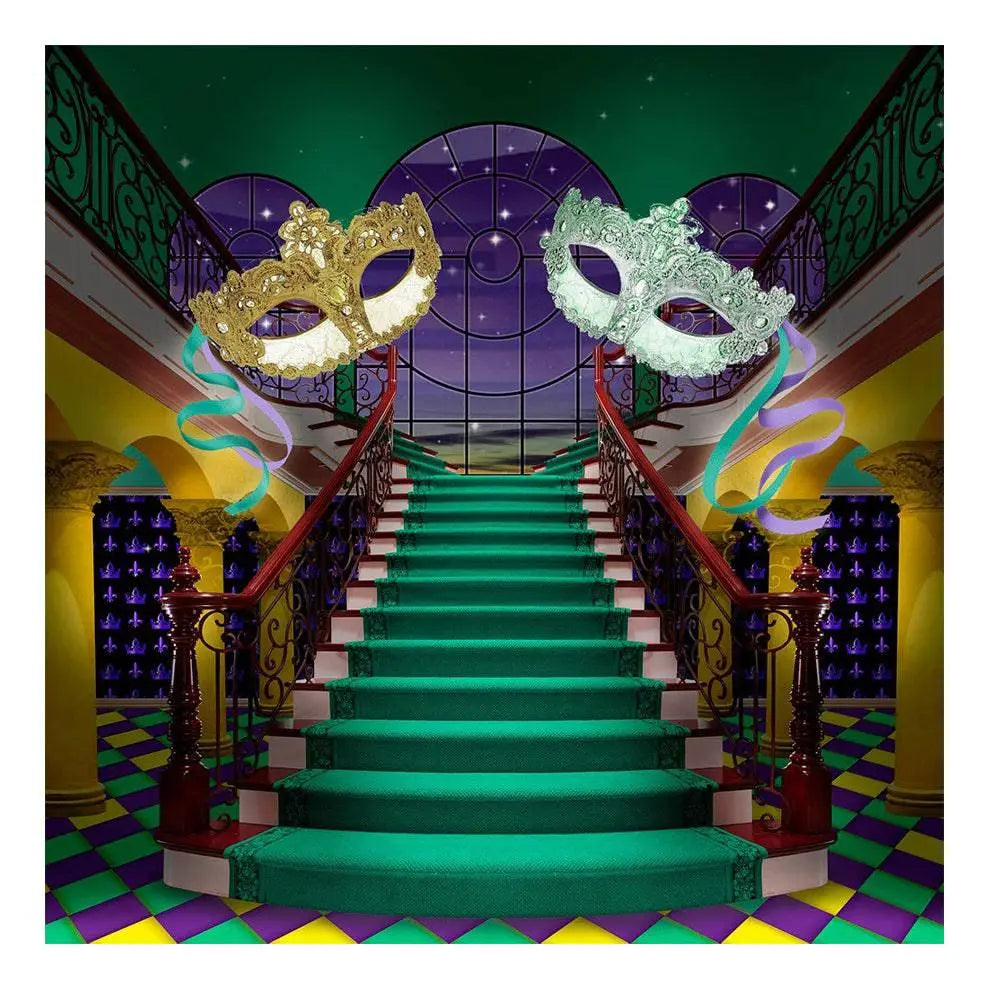 Mardi Gras Party Decorations Photo Backdrop - Pro 8  x 8  