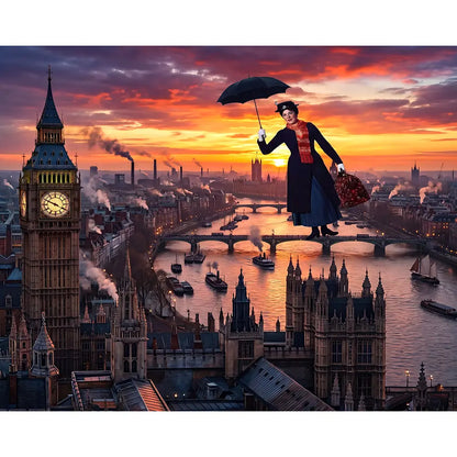 Mary Poppins Flying Backdrop Alba Backgrounds