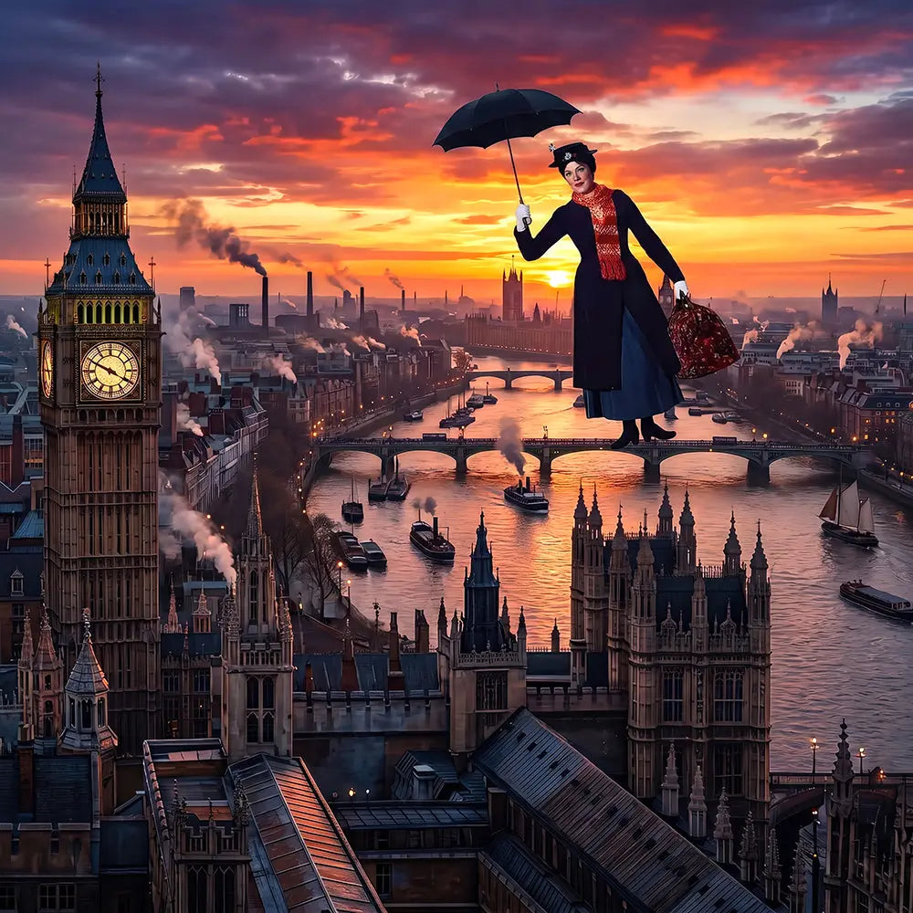 Mary Poppins Flying Backdrop Alba Backgrounds