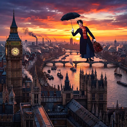 Mary Poppins Flying Backdrop Alba Backgrounds
