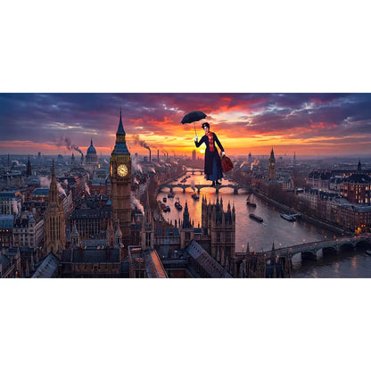 Mary Poppins Flying Backdrop Alba Backgrounds