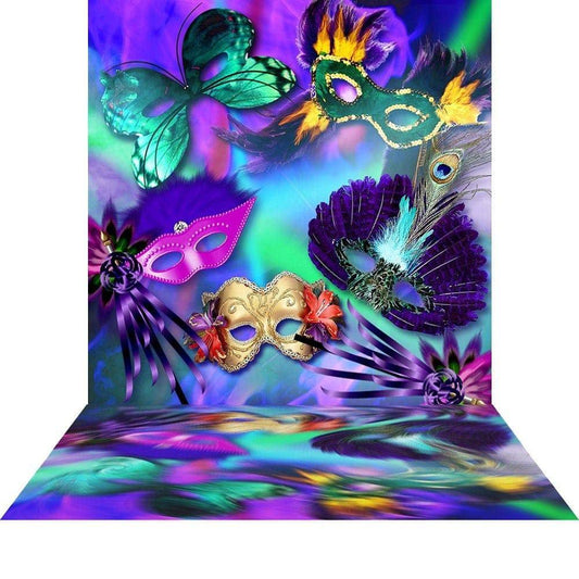 Colorful Masked Mardi Gras Photo Backdrop