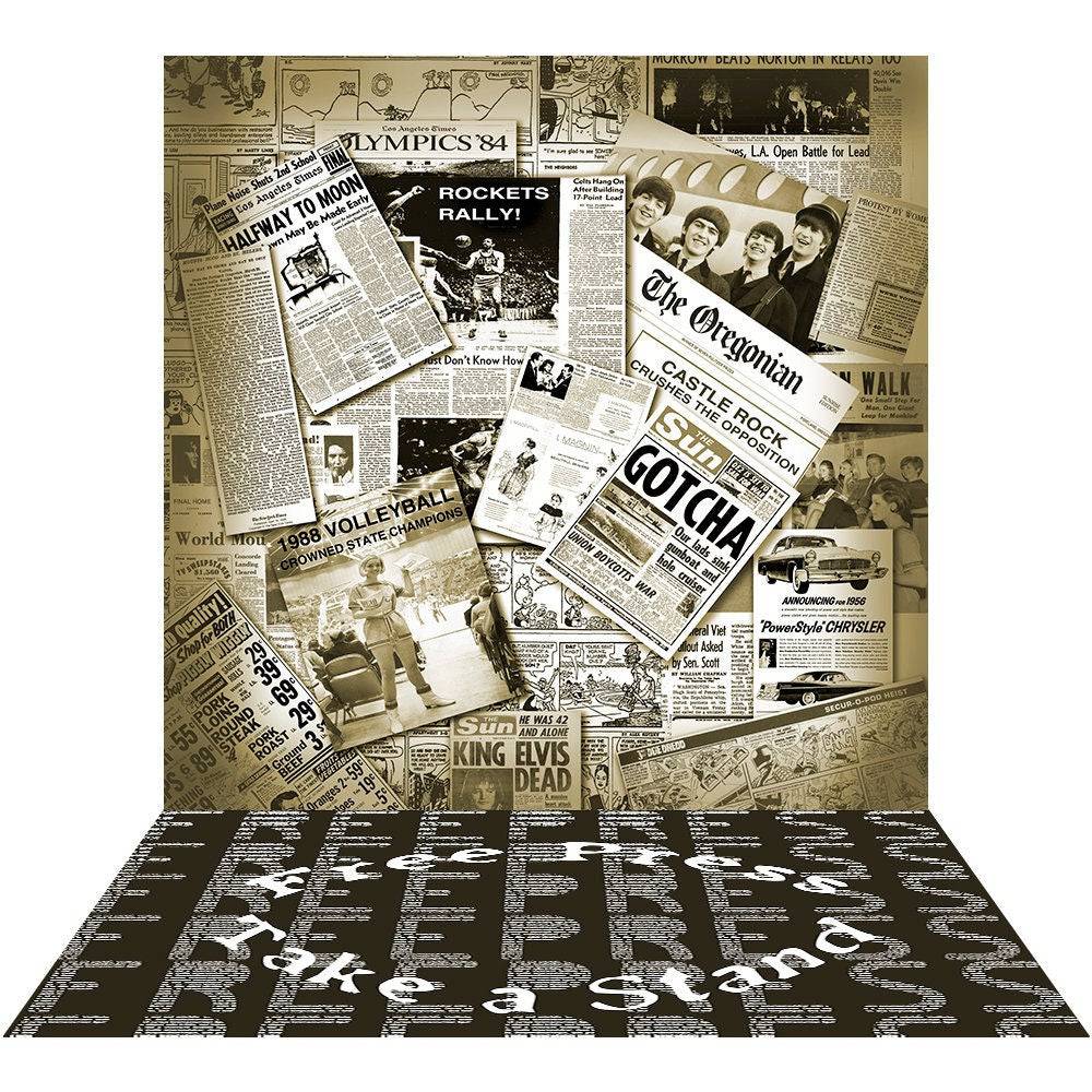 Retro Newspaper Headlines Party Photography Backdrop - Pro 9  x 16  