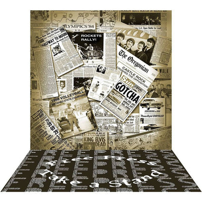 Retro Newspaper Headlines Party Photography Backdrop - Pro 9  x 16  