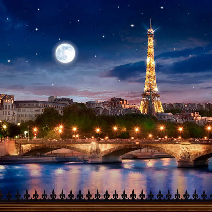 Eiffel Tower Moonlit Paris Photo Backdrop Alba Backgrounds