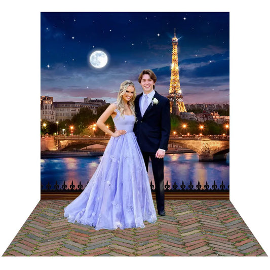 Eiffel Tower Moonlit Paris Photo Backdrop Alba Backgrounds