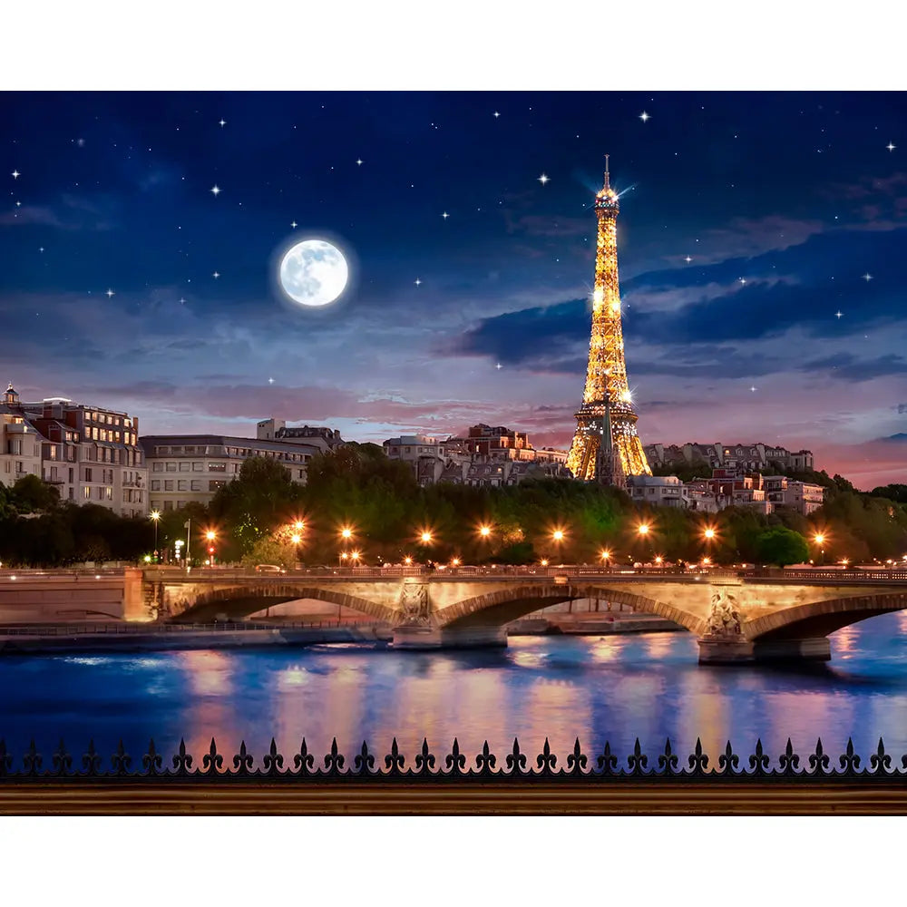 Eiffel Tower Moonlit Paris Photo Backdrop Alba Backgrounds