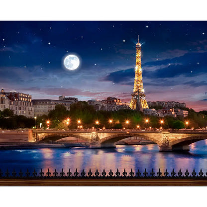 Eiffel Tower Moonlit Paris Photo Backdrop Alba Backgrounds