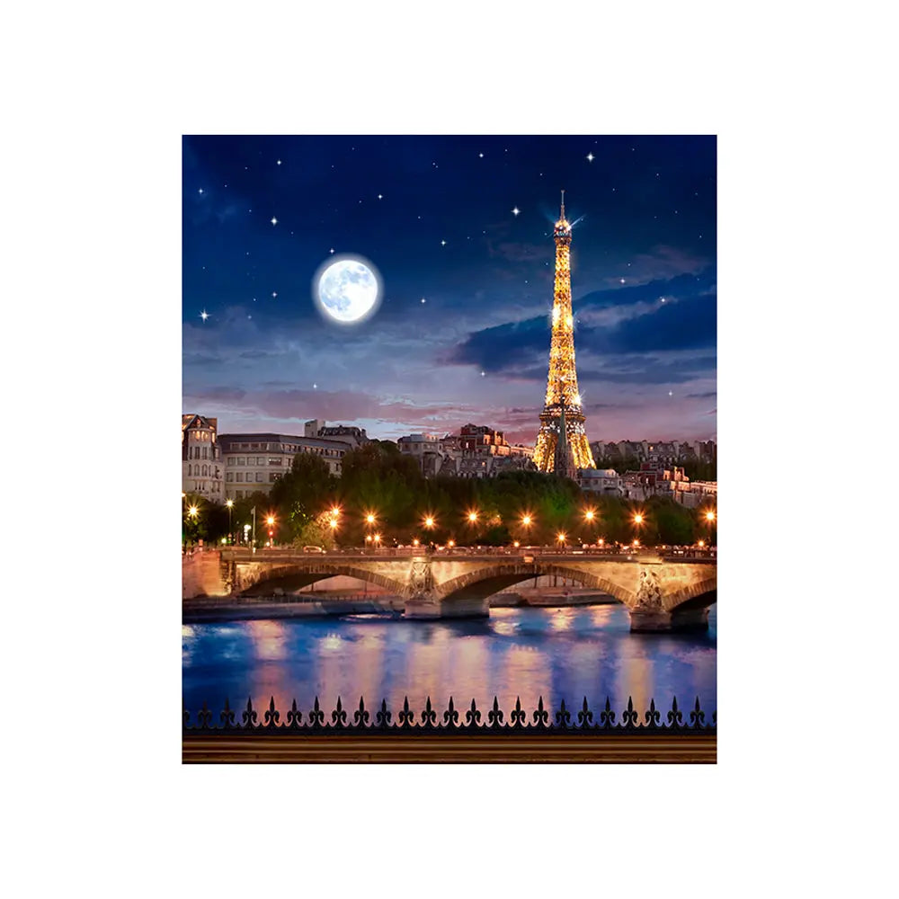 Eiffel Tower Moonlit Paris Photo Backdrop Alba Backgrounds