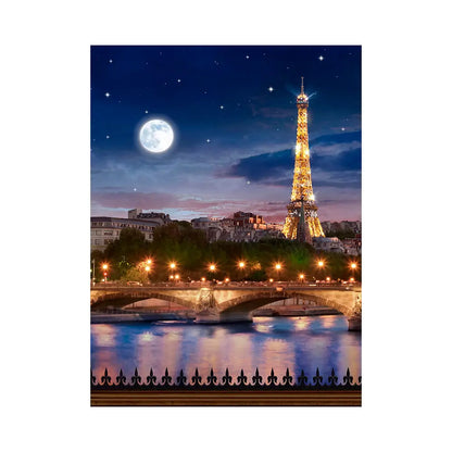 Eiffel Tower Moonlit Paris Photo Backdrop Alba Backgrounds