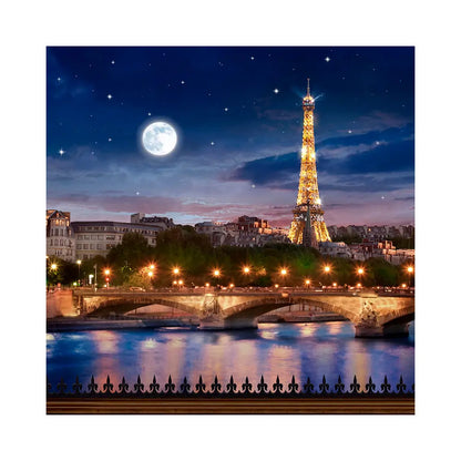 Eiffel Tower Moonlit Paris Photo Backdrop Alba Backgrounds