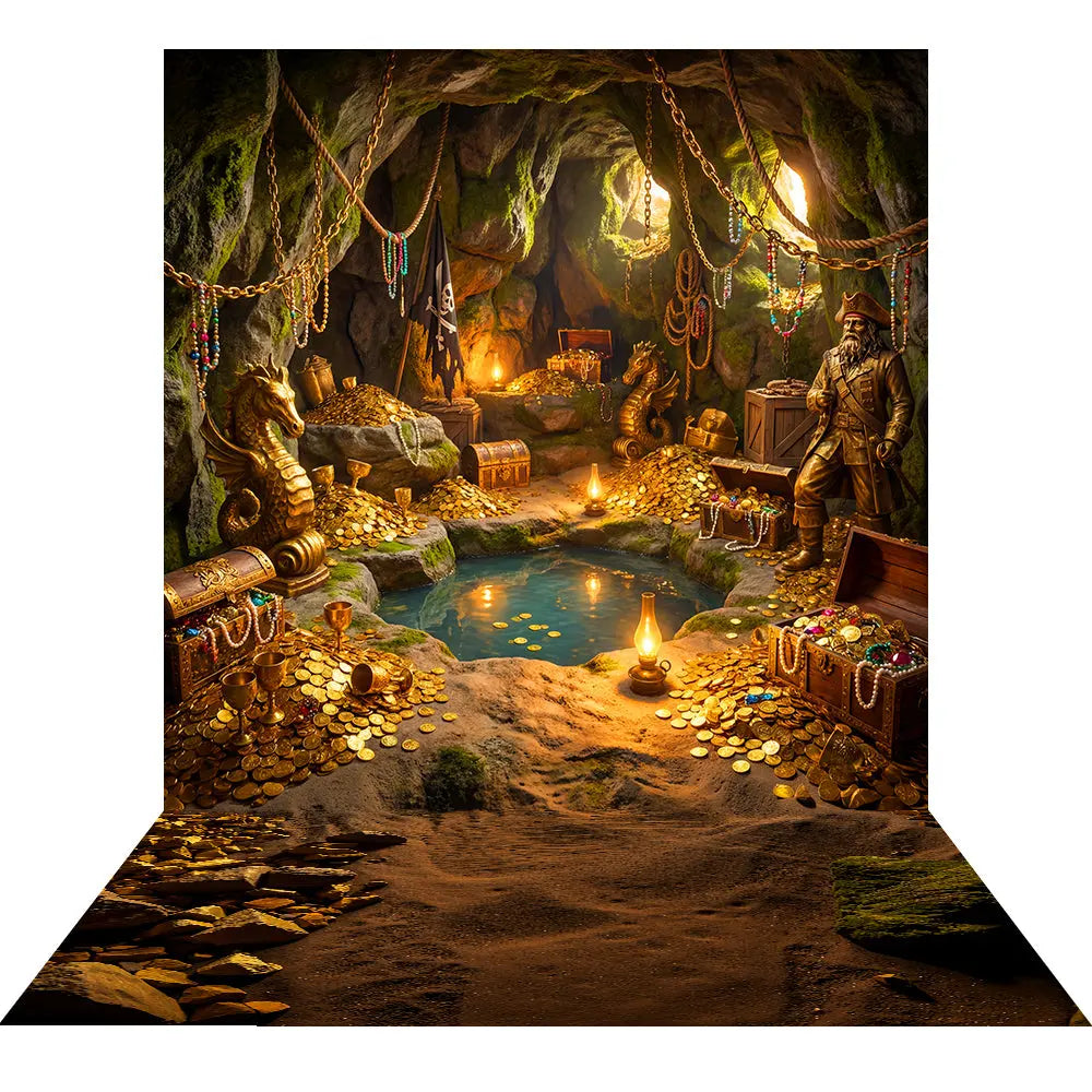 Pirate Cave Backdrop, Peter Pan Fabric Background Alba Backgrounds