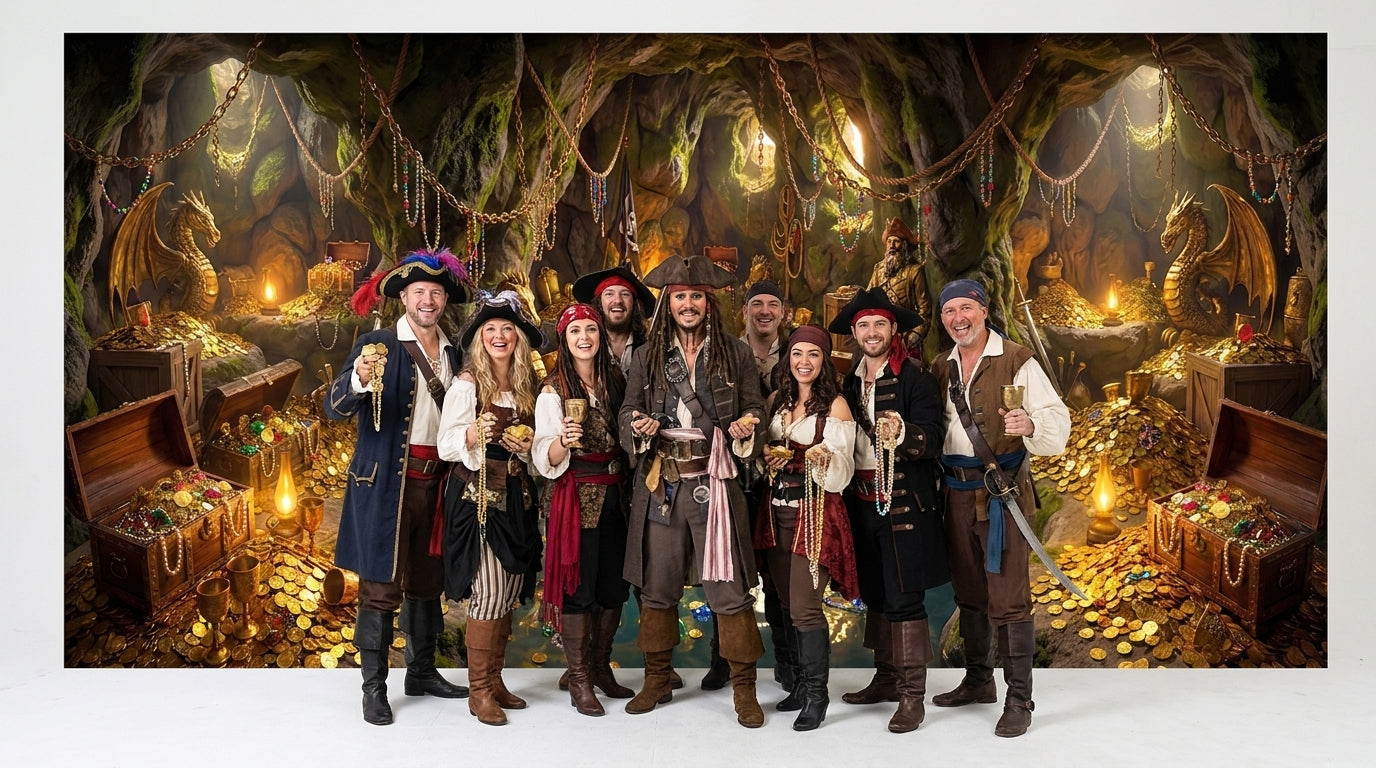 Pirate Cave, Wide Fabric Background
