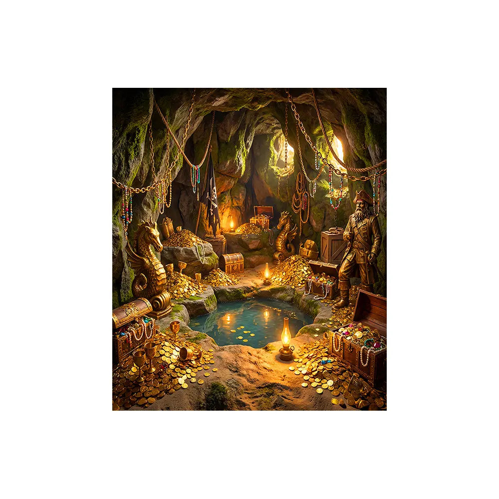 Pirate Cave Backdrop, Peter Pan Fabric Background Alba Backgrounds