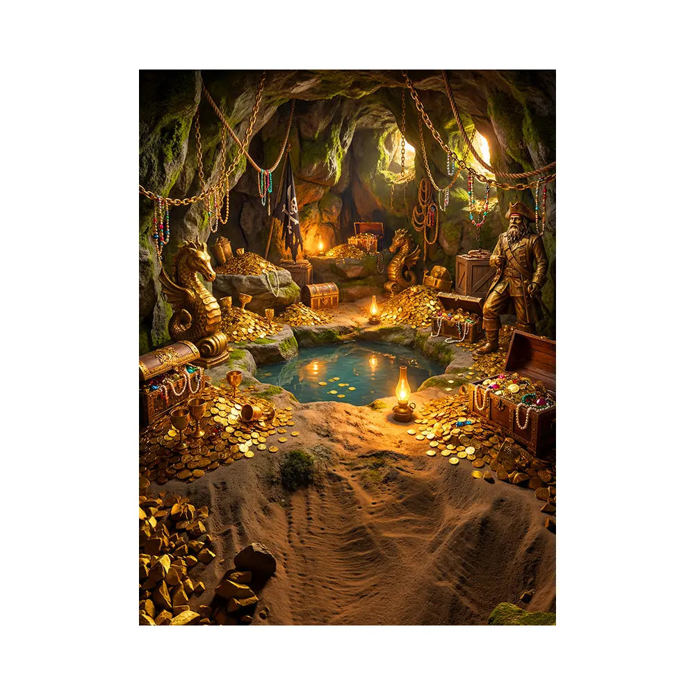Pirate Cave Backdrop, Peter Pan Fabric Background Alba Backgrounds