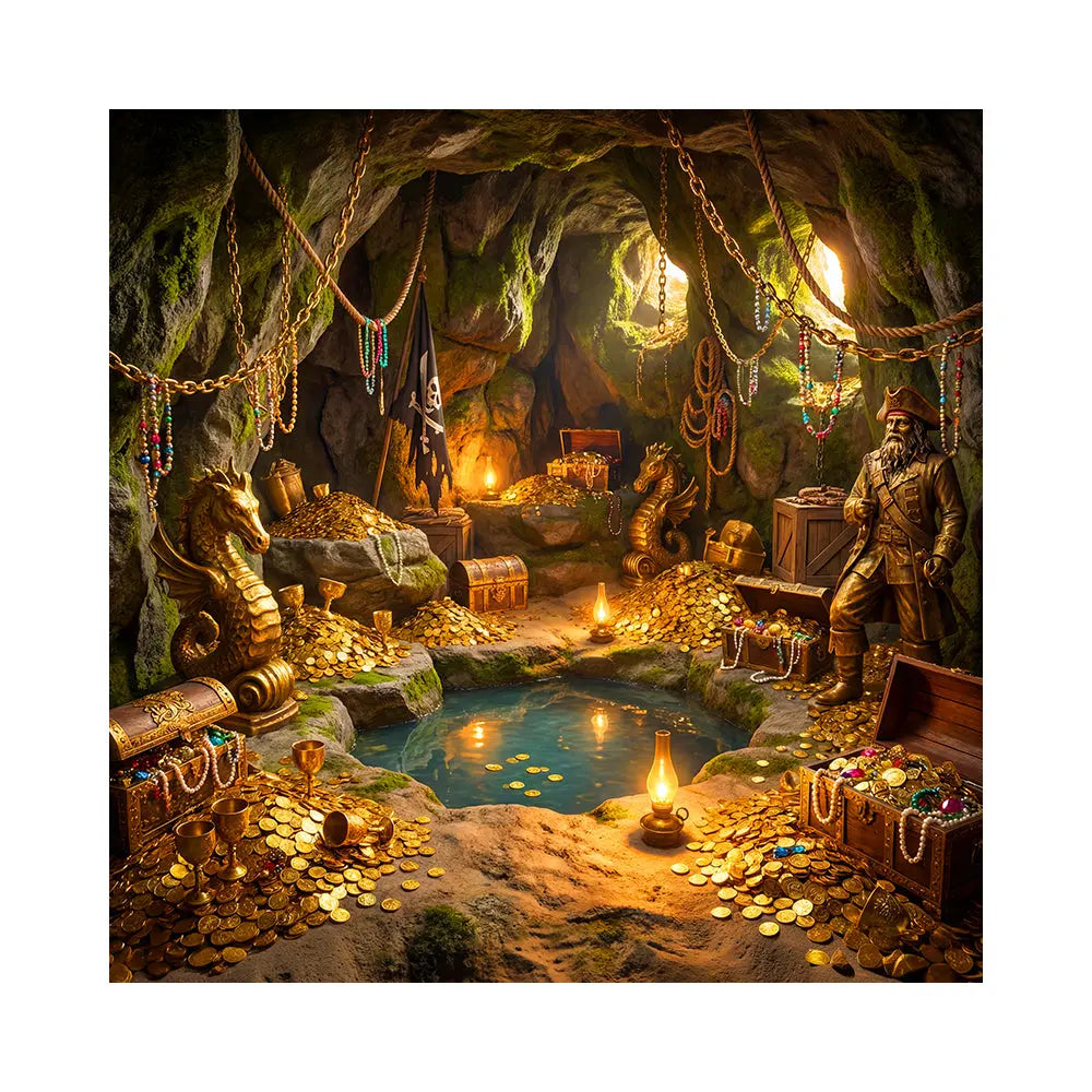 Pirate Cave Backdrop, Peter Pan Fabric Background Alba Backgrounds