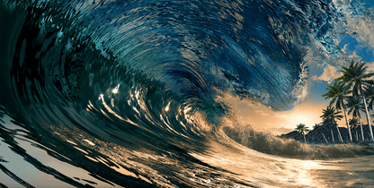 Wave, Surfing Photo Backdrop, Wide Fabric Background