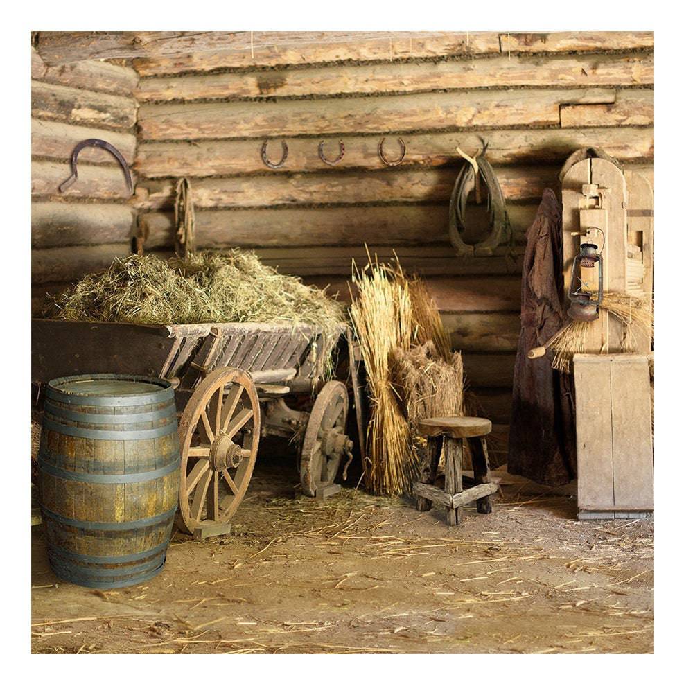 Rustic Barn Country Western Photo Backdrop - Pro 8  x 8  