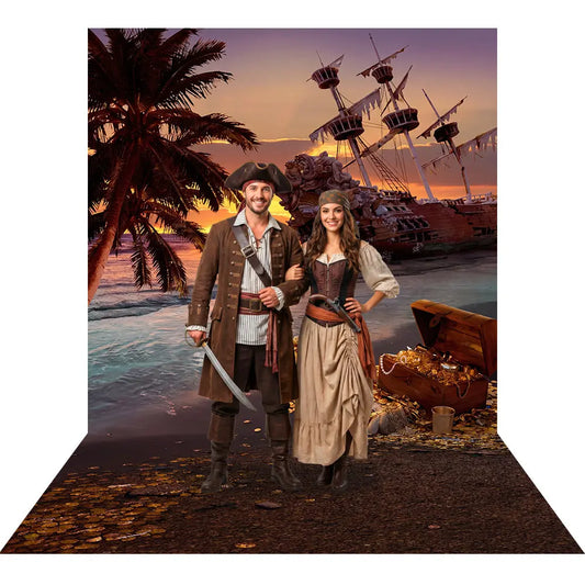 Shipwreck Sunset Beach Photo Backdrop Alba Backgrounds