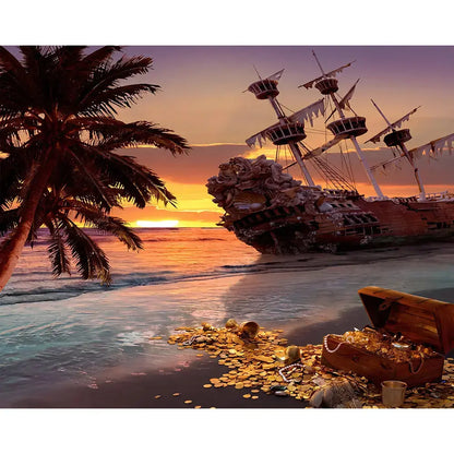 Shipwreck Sunset Beach Photo Backdrop Alba Backgrounds