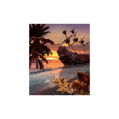 Shipwreck Sunset Beach Photo Backdrop Alba Backgrounds