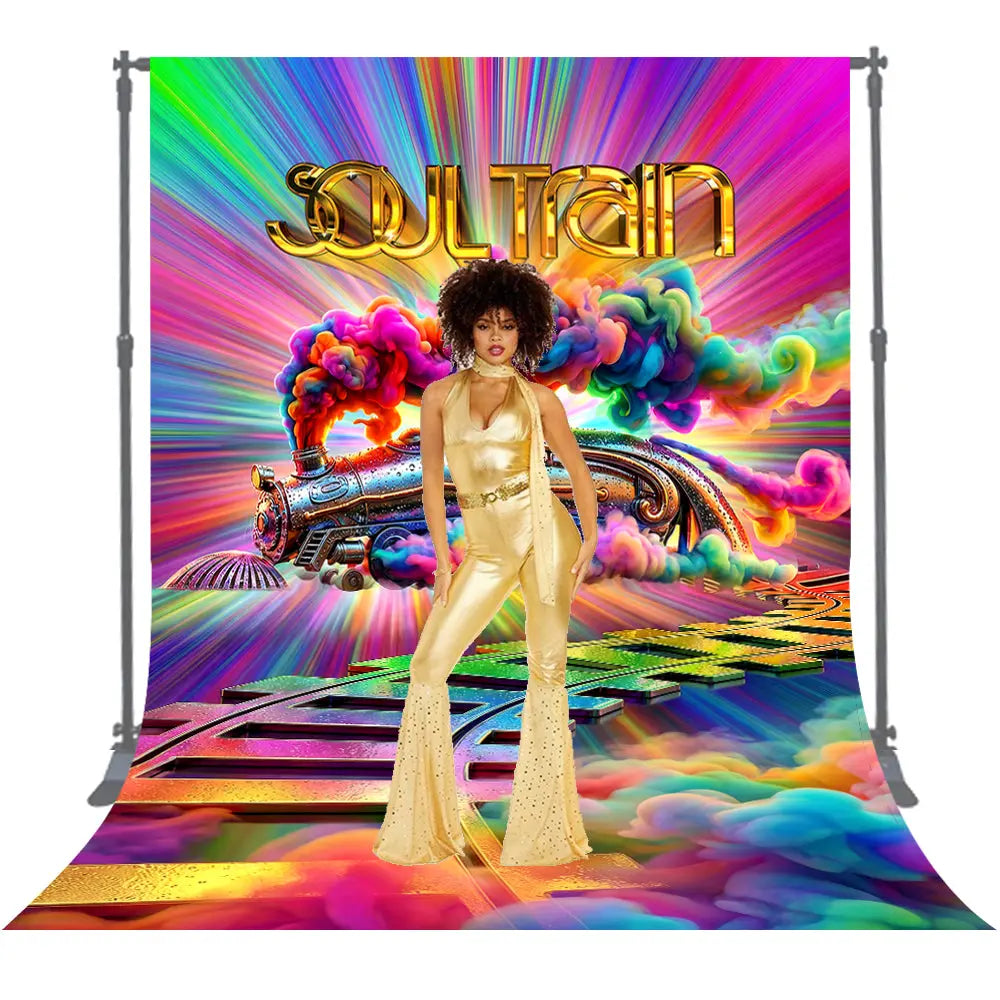 Soul Train Retro Photo Backdrop | Vibrant 70s Disco Party Decorations & Photo Booth Prop Alba Backgrounds