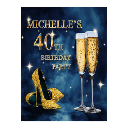 Stiletto Heels and Champagne Birthday Party Photo Backdrop