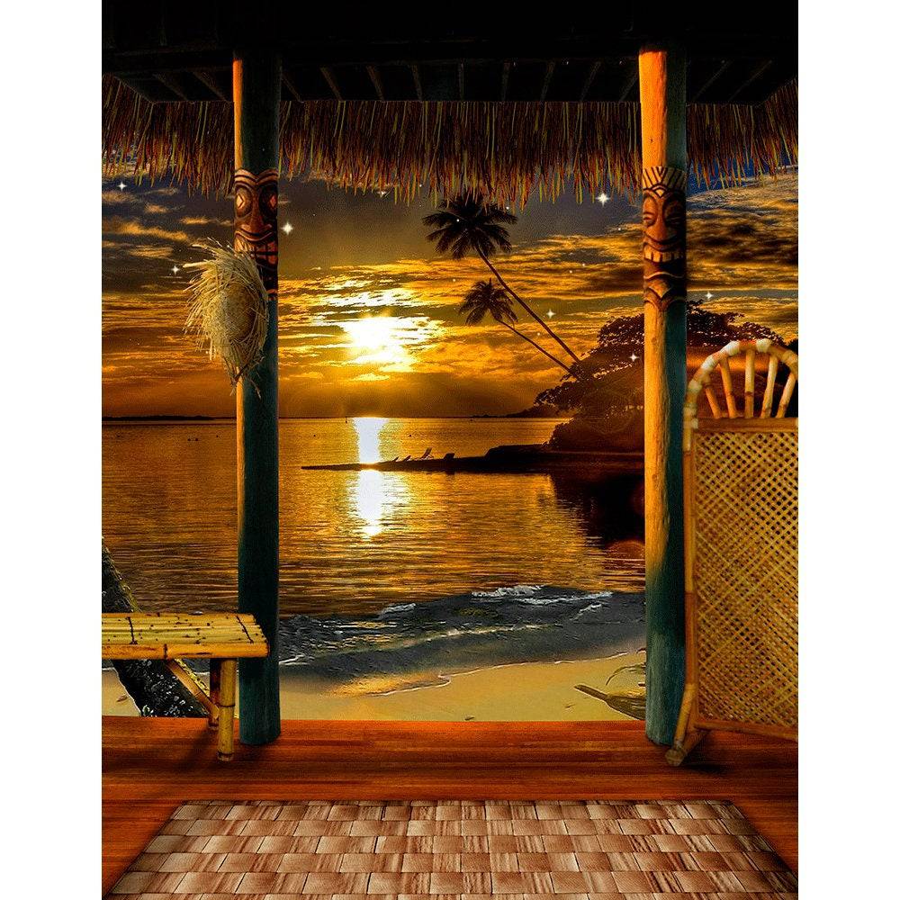 Tropical Beach Sunset Photo Backdrop - Pro 8  x 10  