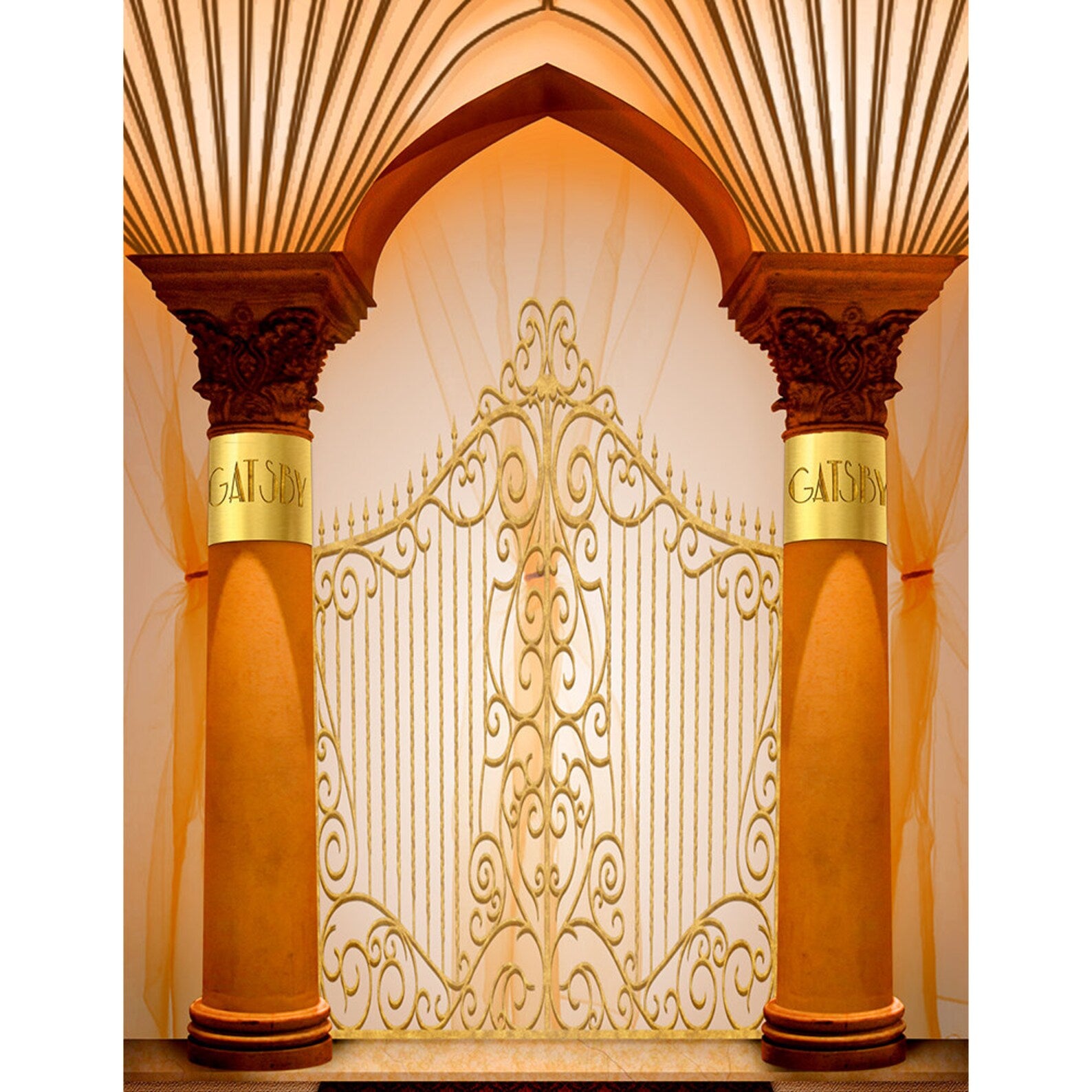 Gatsby Gates Double Gold Columns Photo Backdrop
